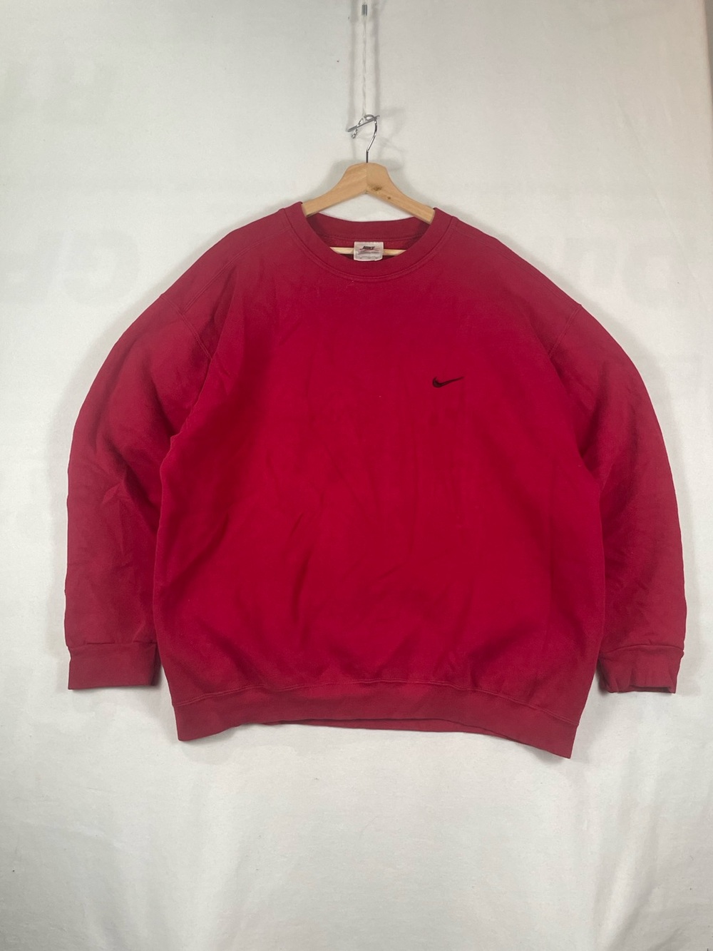 Vintage NIKE Made In USA Cherry Red Burgandy Sweatshirt Crewneck Sz XL FLAWS